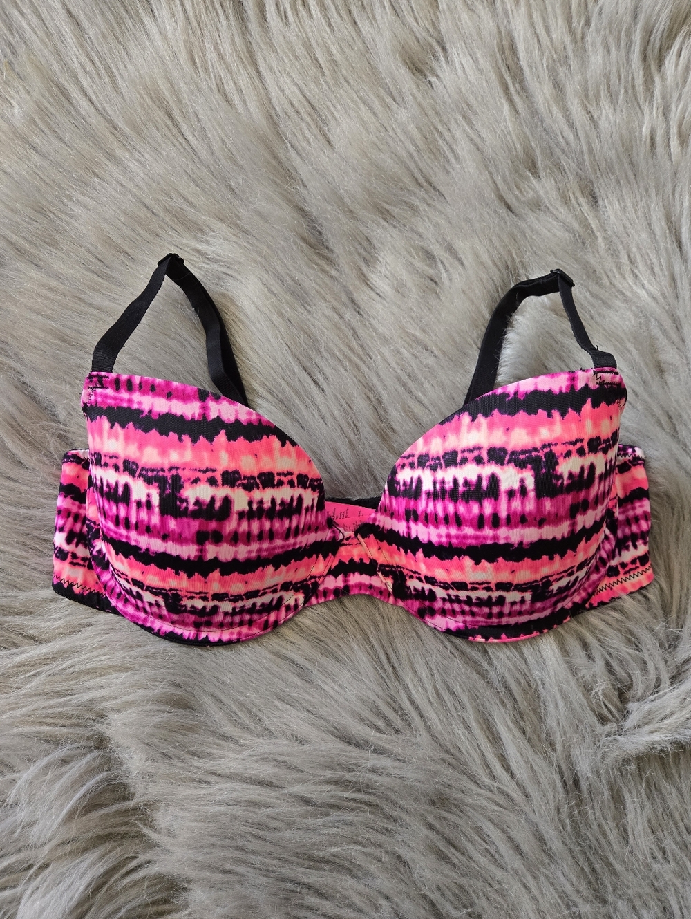 La Senza Pink & Black Tie-Dye Lightly Lined Underwire Bra